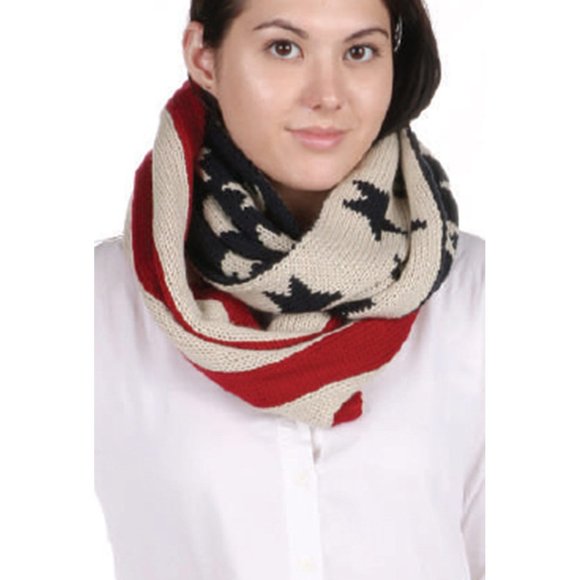 Code22 Warm Knit American Flag Infinity Scarf - Picture 2 of 5